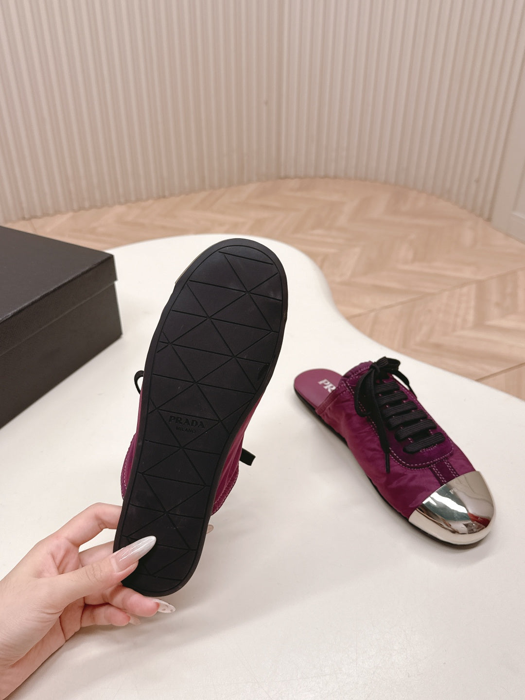 PRA 26S Mule Sneaker Wine Purple Sliver Canvas 600621