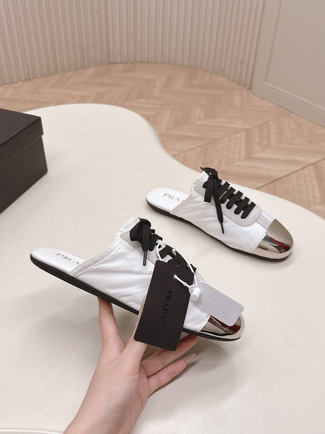 PRA 26S Mule Sneaker White Sliver Canvas 600623