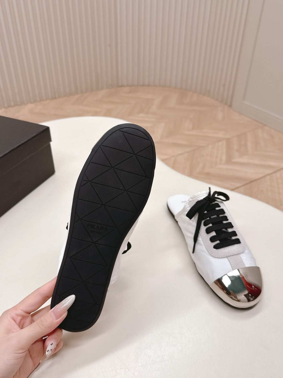 PRA 26S Mule Sneaker White Sliver Canvas 600623