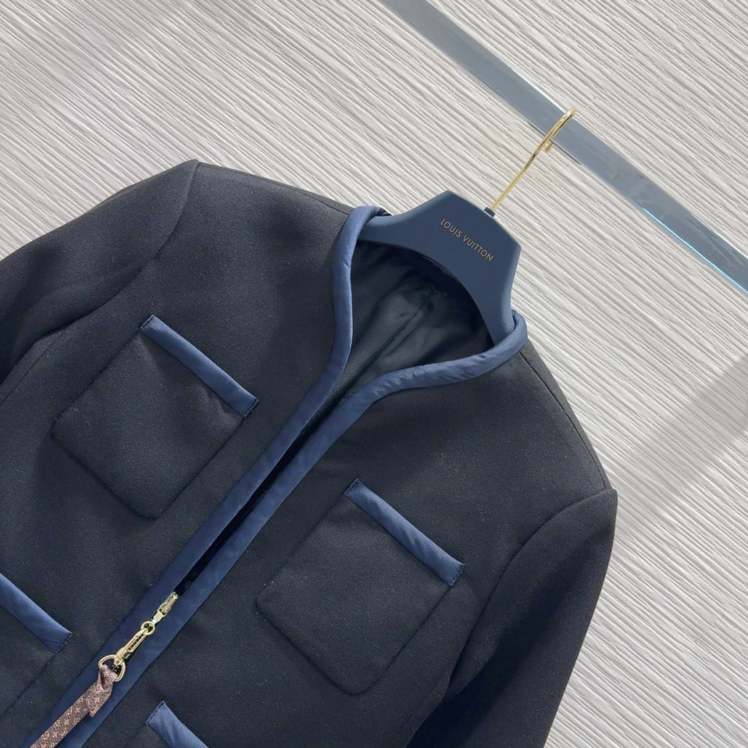 LV 25 Jacket Black Blue Polyester Wool