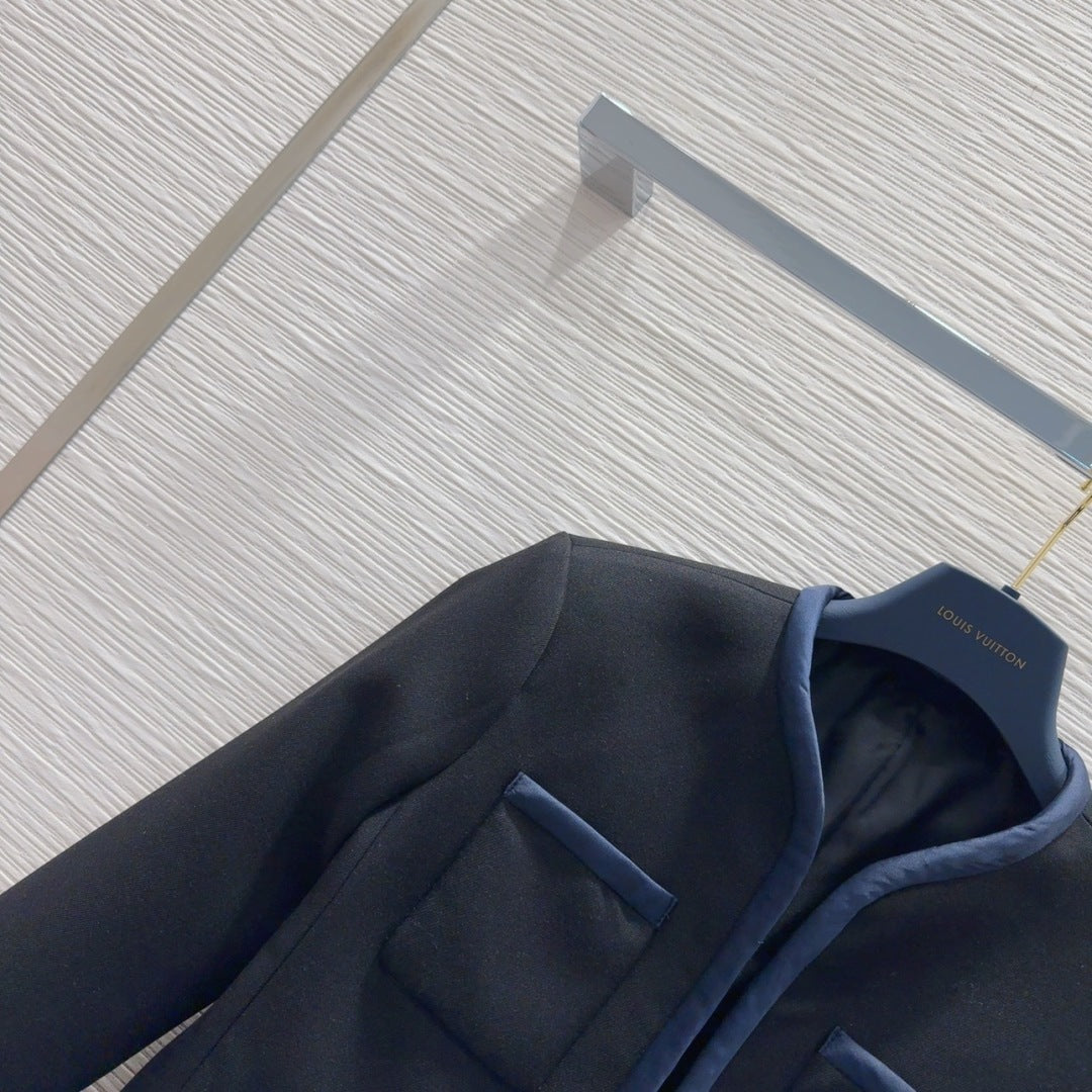 LV 25 Jacket Black Blue Polyester Wool