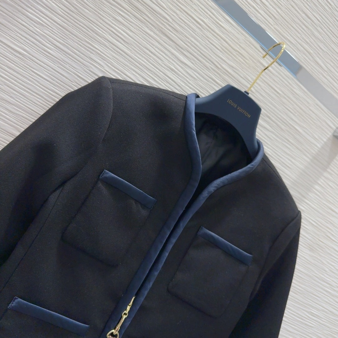 LV 25 Jacket Black Blue Polyester Wool