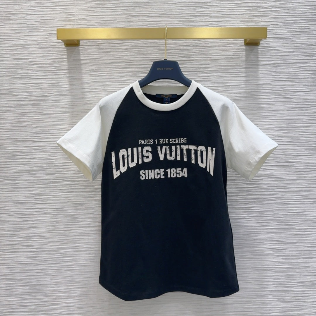 LV 25 T-shirt Black White Cotton