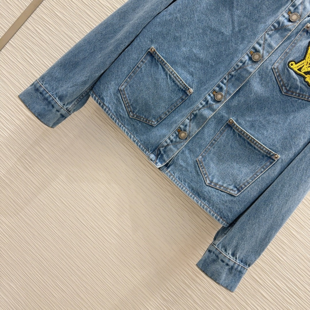 LV 25 Long Sleeve Denim Jacket Blue Cotton