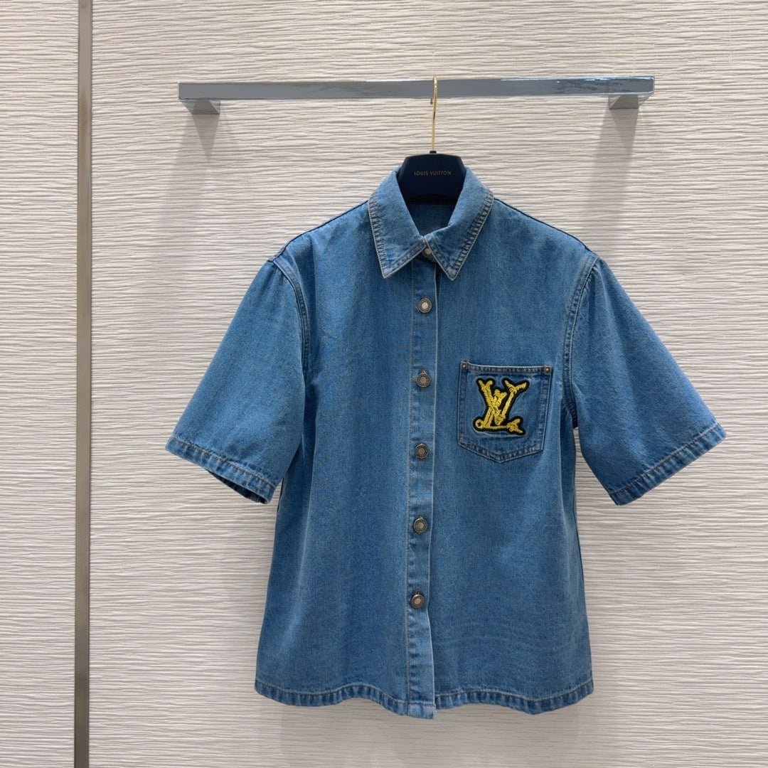LV 25 Short Sleeve Denim jacket Blue Cotton