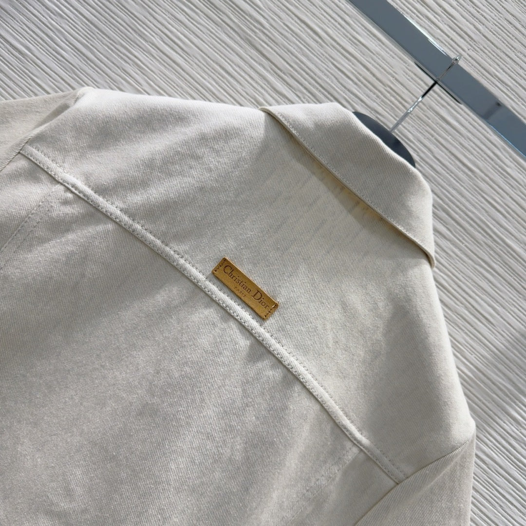 CD 2025 Short-sleeved Jacket Light Beige Cotton