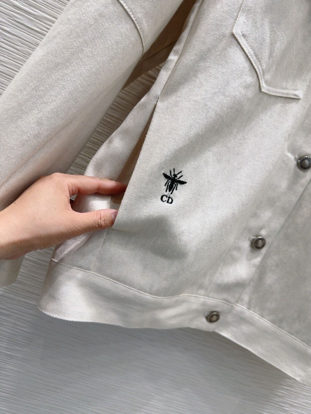 CD 2025 Hoodie Jacket Light Beige Cotton