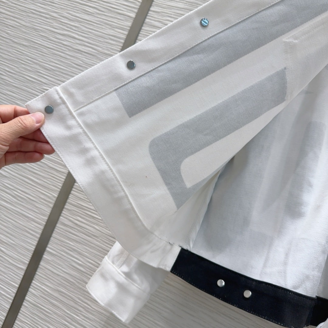 CD 2025 "Dior" Bomber Jacket Black White Cotton