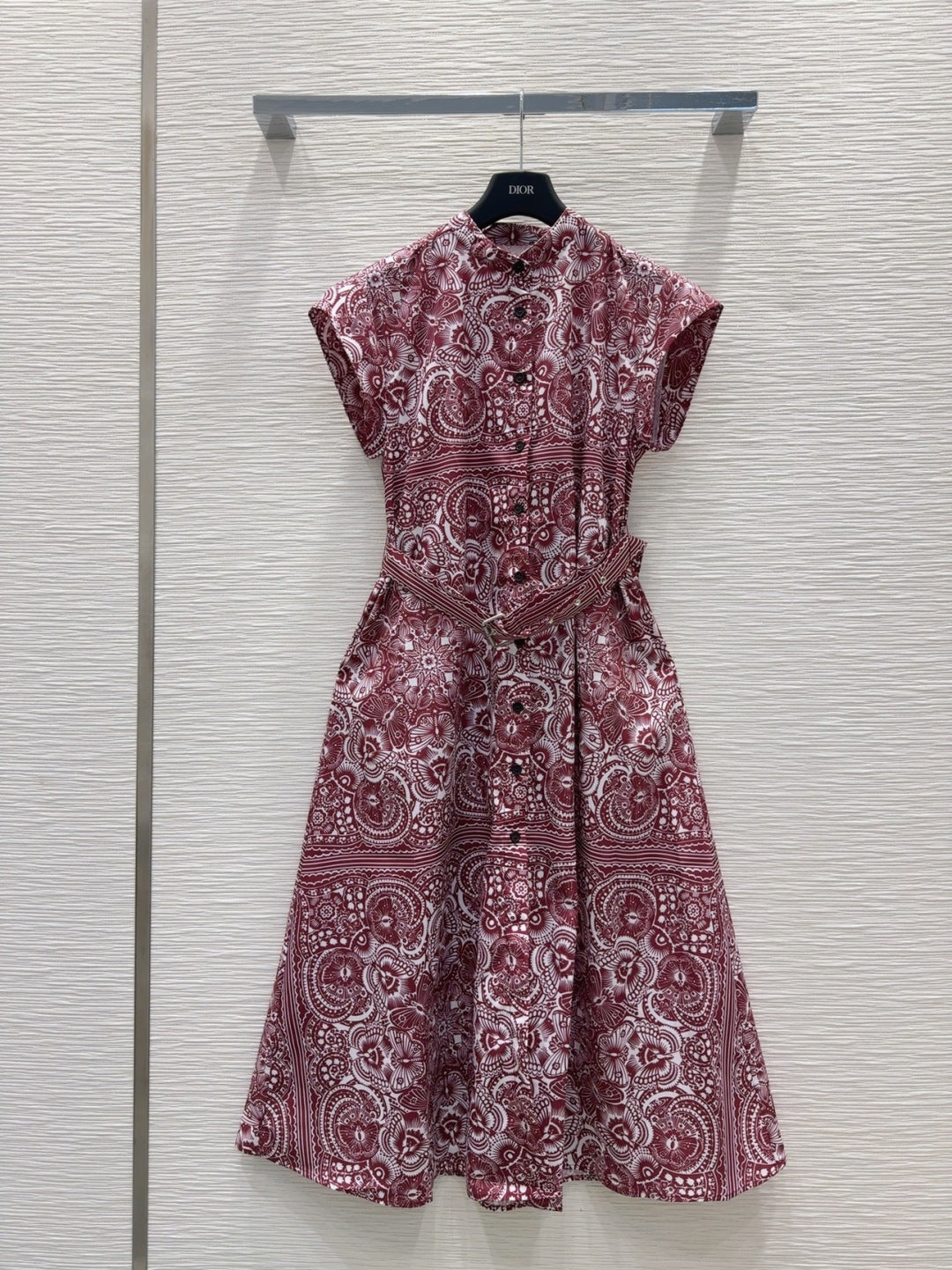 CD 2025 Floral Dress Red Cotton