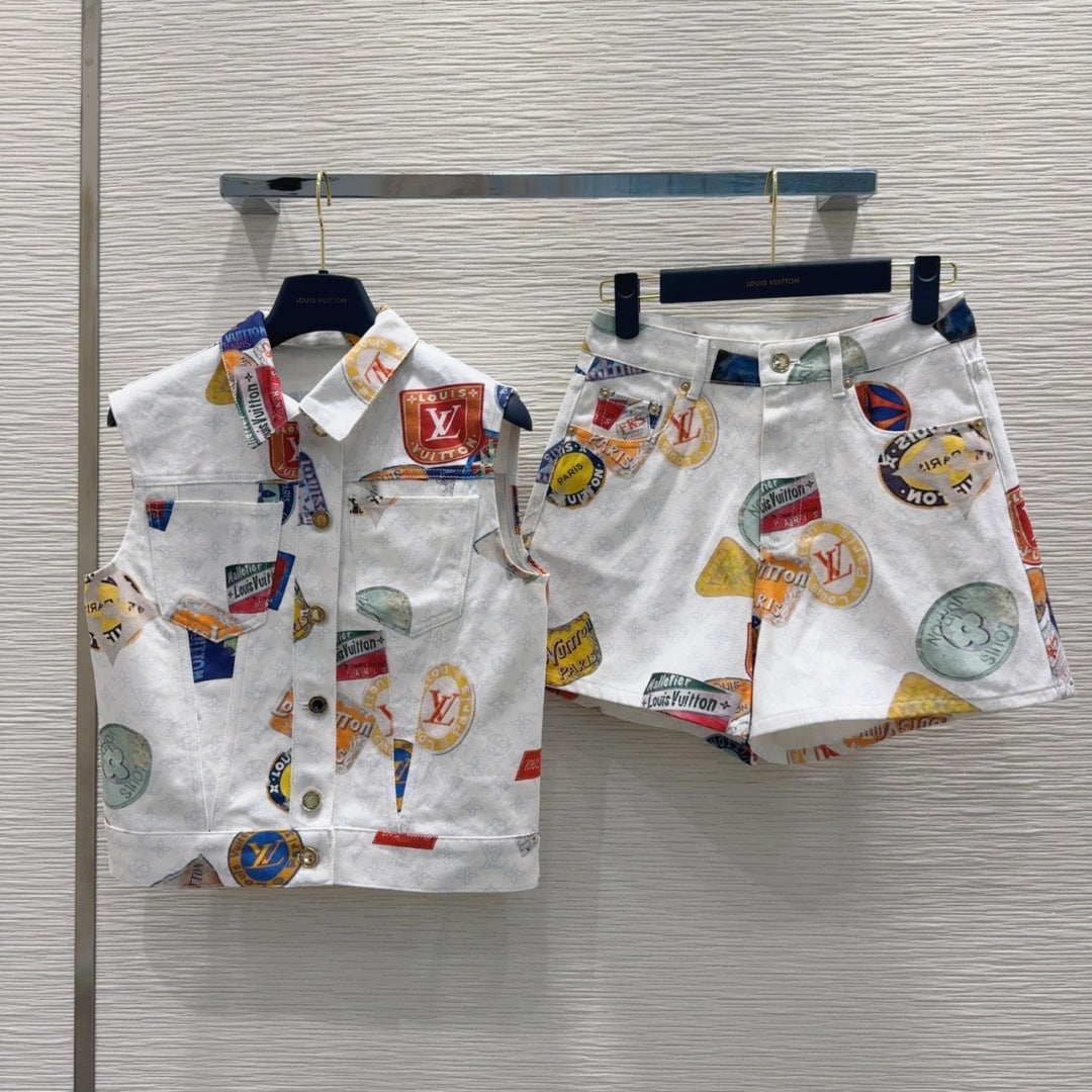 LV 25 Unique Logo Set Vest Multicolor Cotton