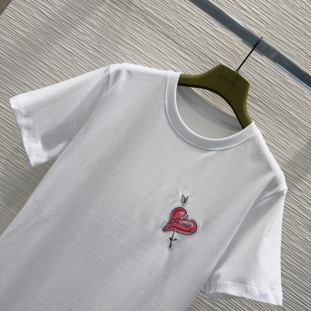 Gucci 2025 Heart T-shirt White Cotton
