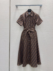 Fendi 2025 Shirt Dress Brown Black Viscose