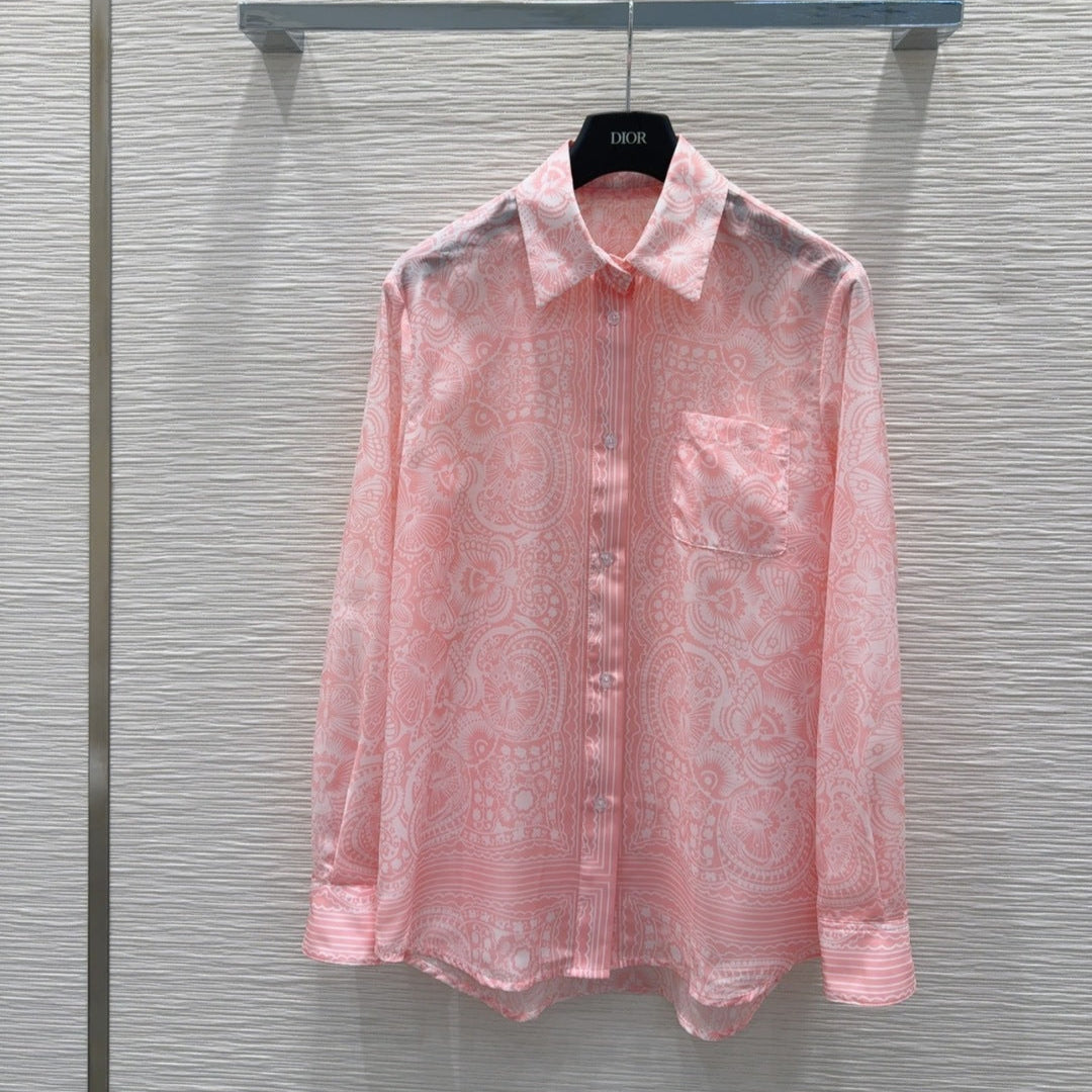 CD 25 Pattern Shirt Pink Polyester