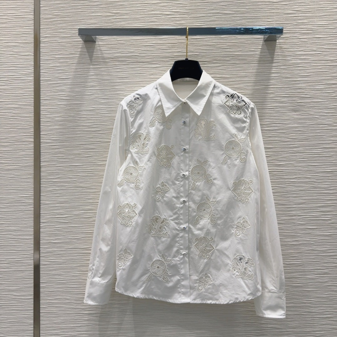 LV 25S Simple Logo Design Shirt White Cotton
