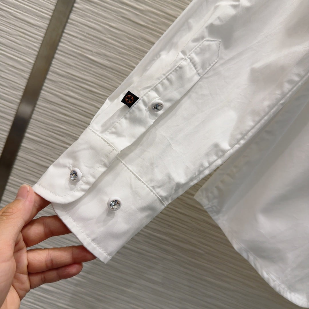 LV 25S Simple Logo Design Shirt White Cotton
