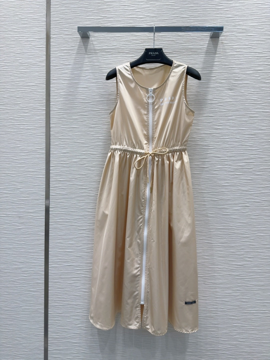 Prada 2025 Sleeveless Dress Beige Polyester