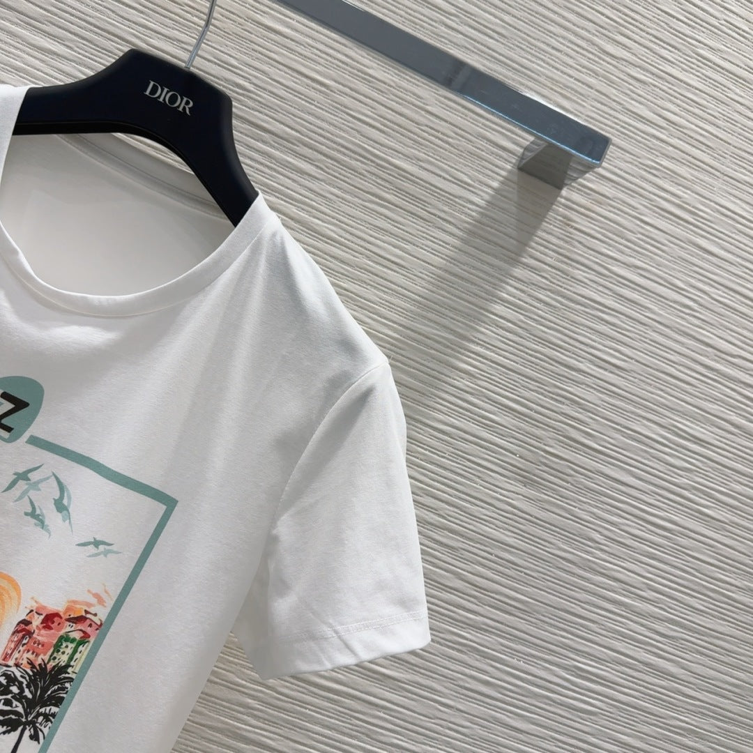 CD 25 T-shirt White with Colorful tencel wool nylon