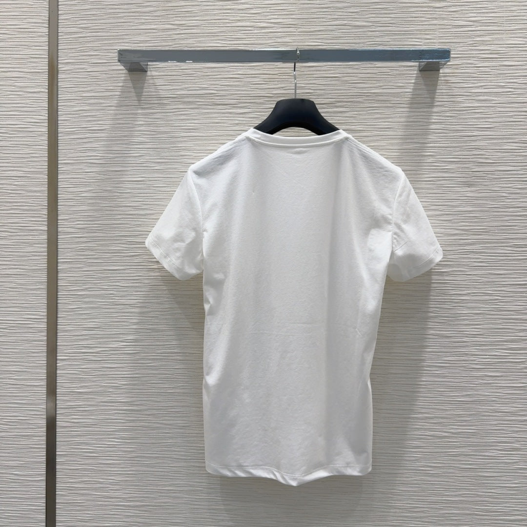 CD 25 T-shirt White with Colorful tencel wool nylon