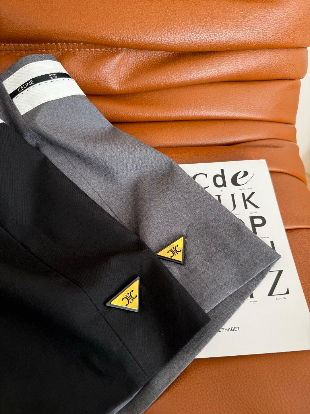 Celine 25 Wide-leg Shorts Black and Gray Polyester