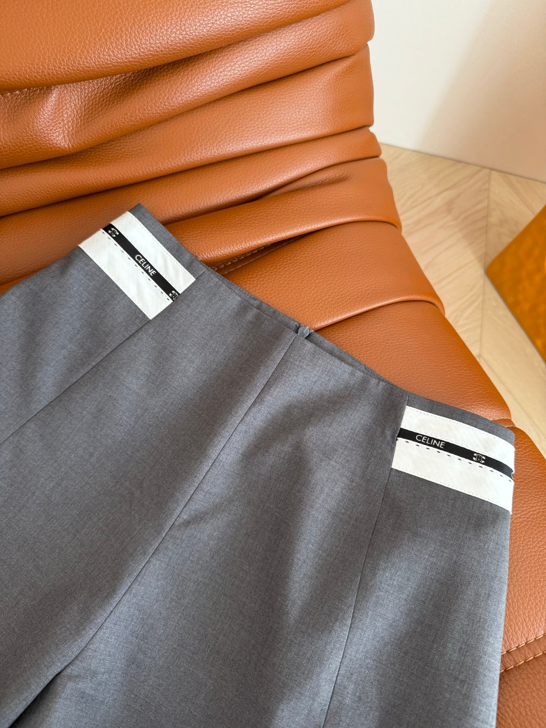 Celine 25 Wide-leg Shorts Black and Gray Polyester