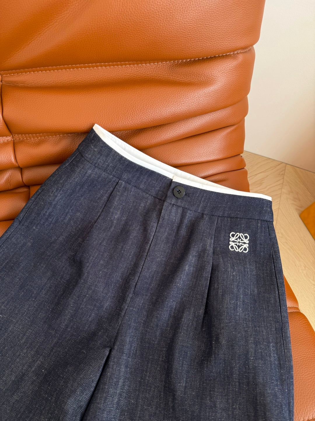 Loewe 25 Logo Embroidered Jeans Dark Blue Cotton