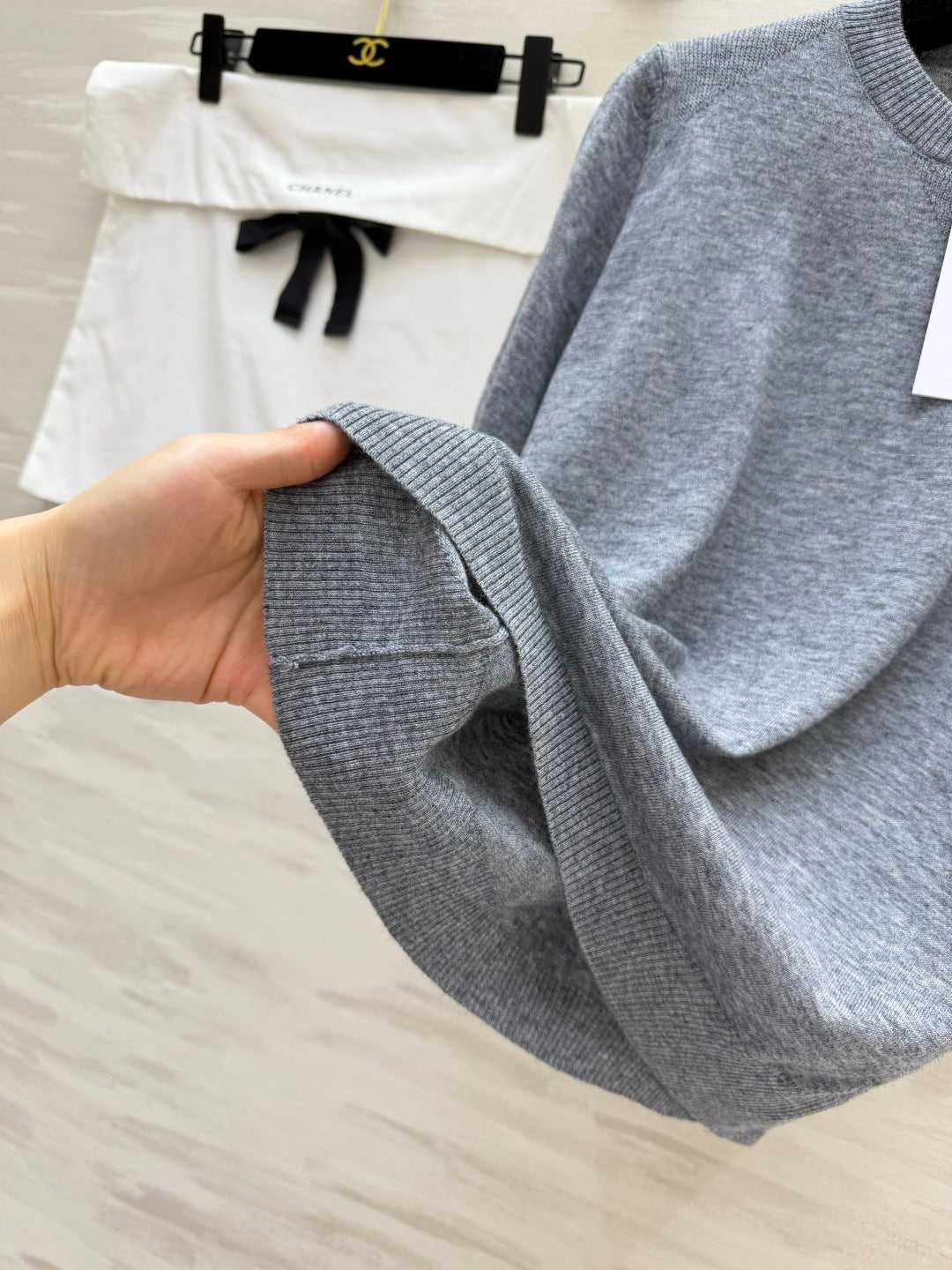 Chanel 2026 Knit Short-Sleeve Shirt Grey Wool 265009