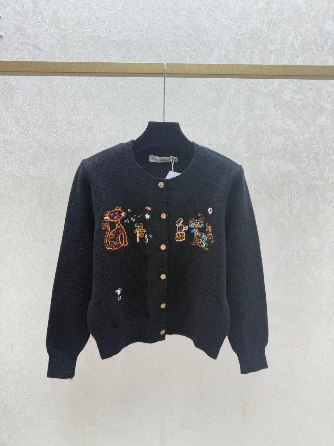 Dior 2025 Cat Print Jacket Black and Gray Wool