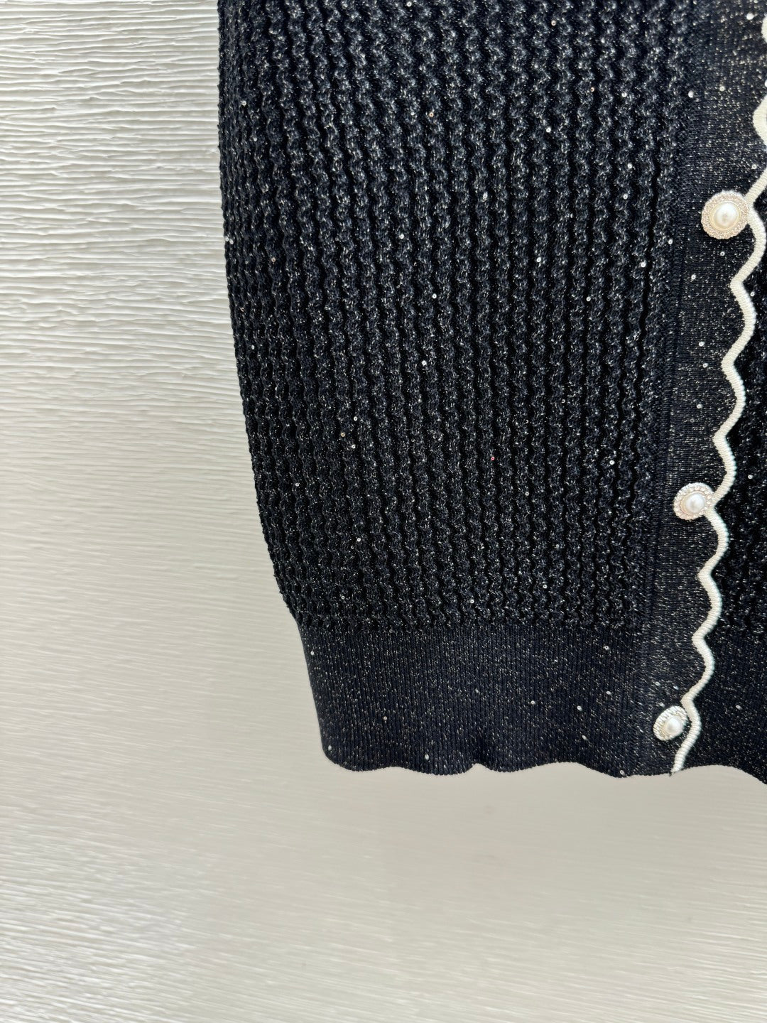 Chanel 2026 Lapel Sequin Knit Short-Sleeve Black Cotton Polyamide 397736