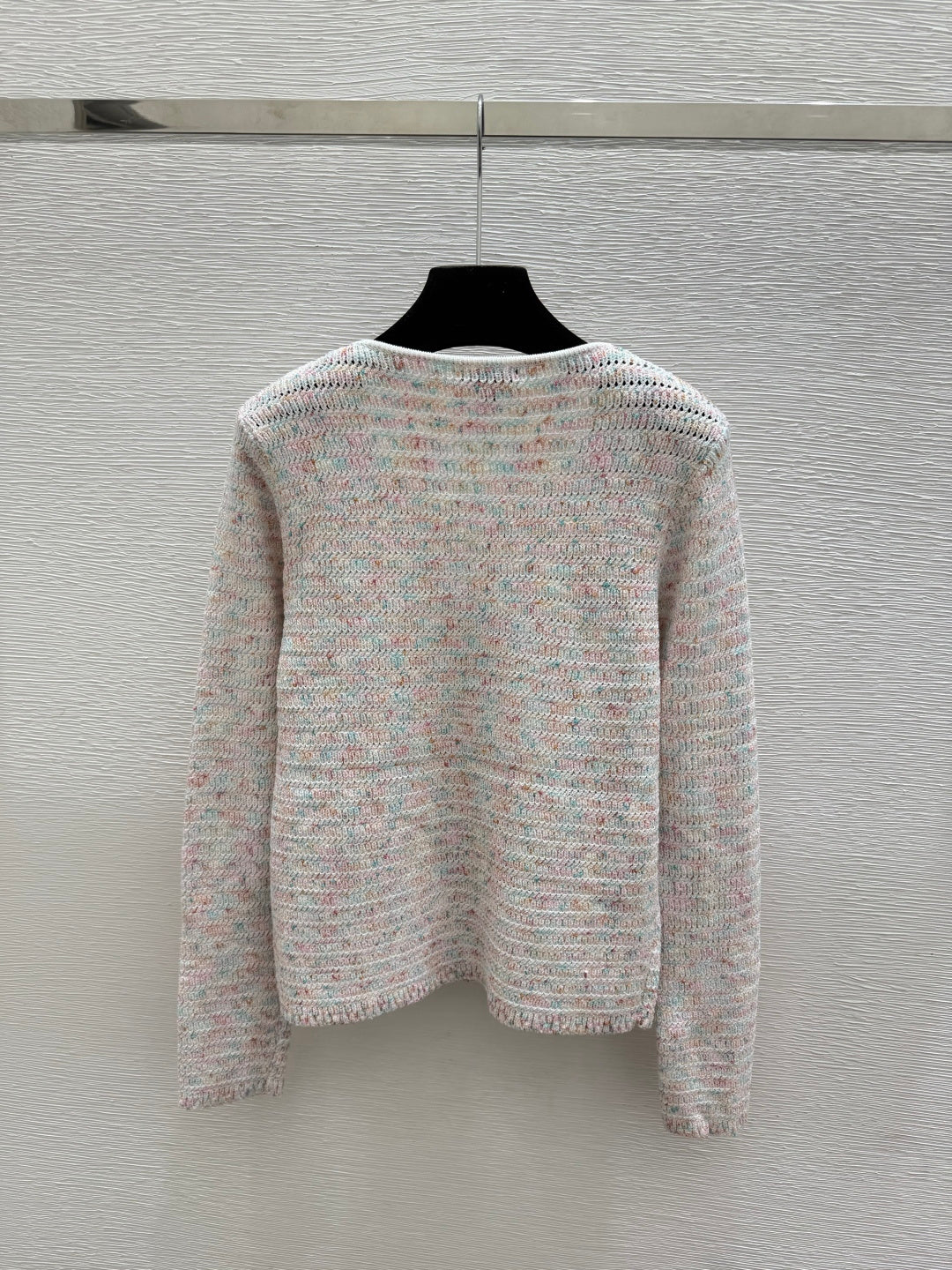 Chanel 2026 Round Neck Knitted Long Sleeve Cardigan Light Pink Wool 244668