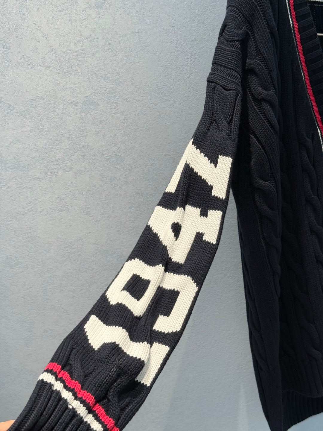 CD 25 Cardigan Black Red White Cotton