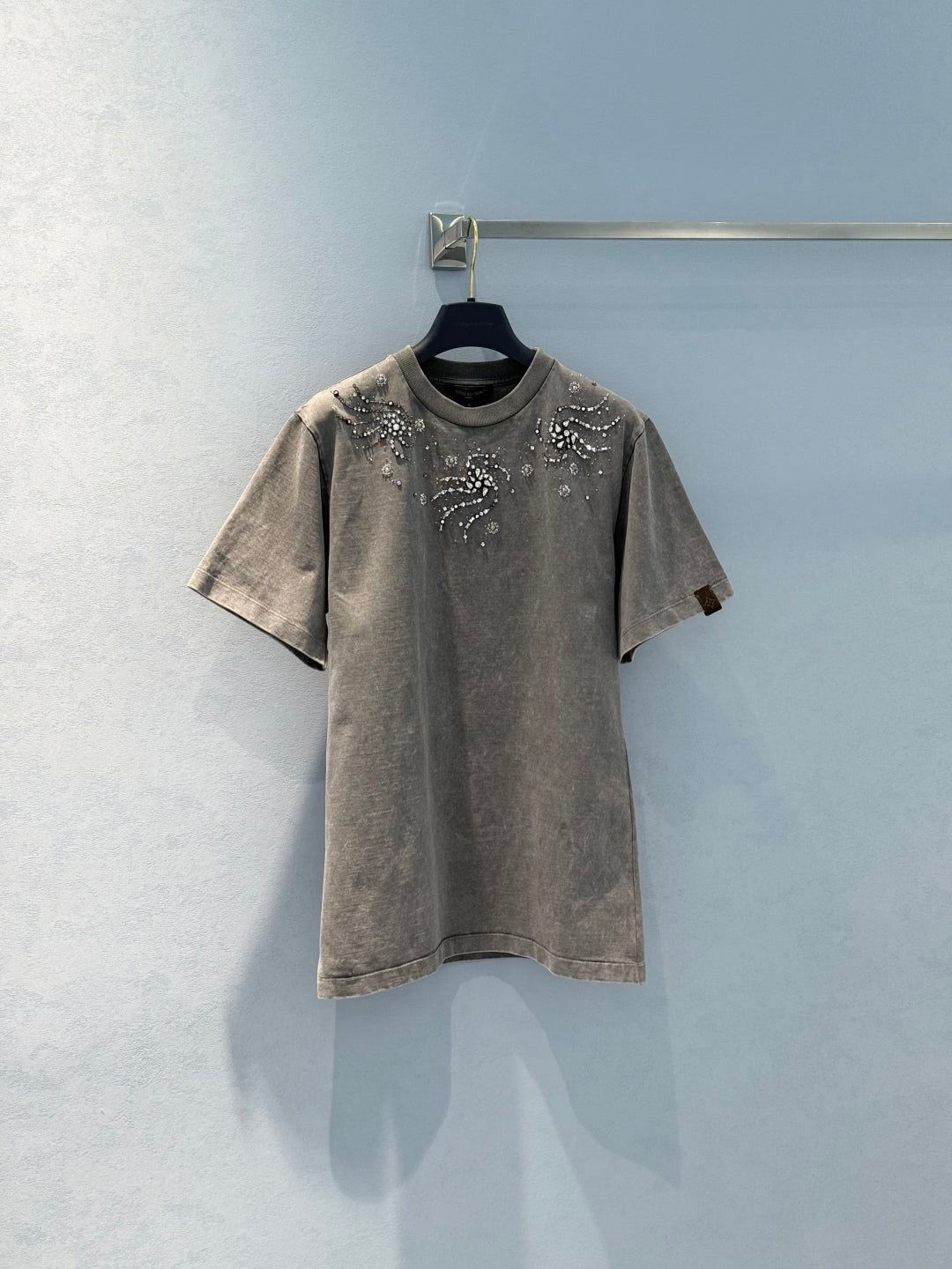 LV 25  Stir-Fried Old Diamond T-Shirt Grey Cotton