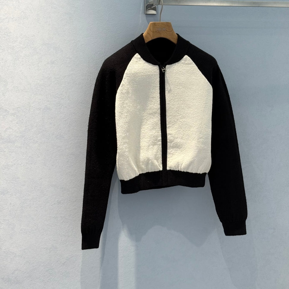 CD 25 Baseball Jacket Black White Cotton Polyester Nylon