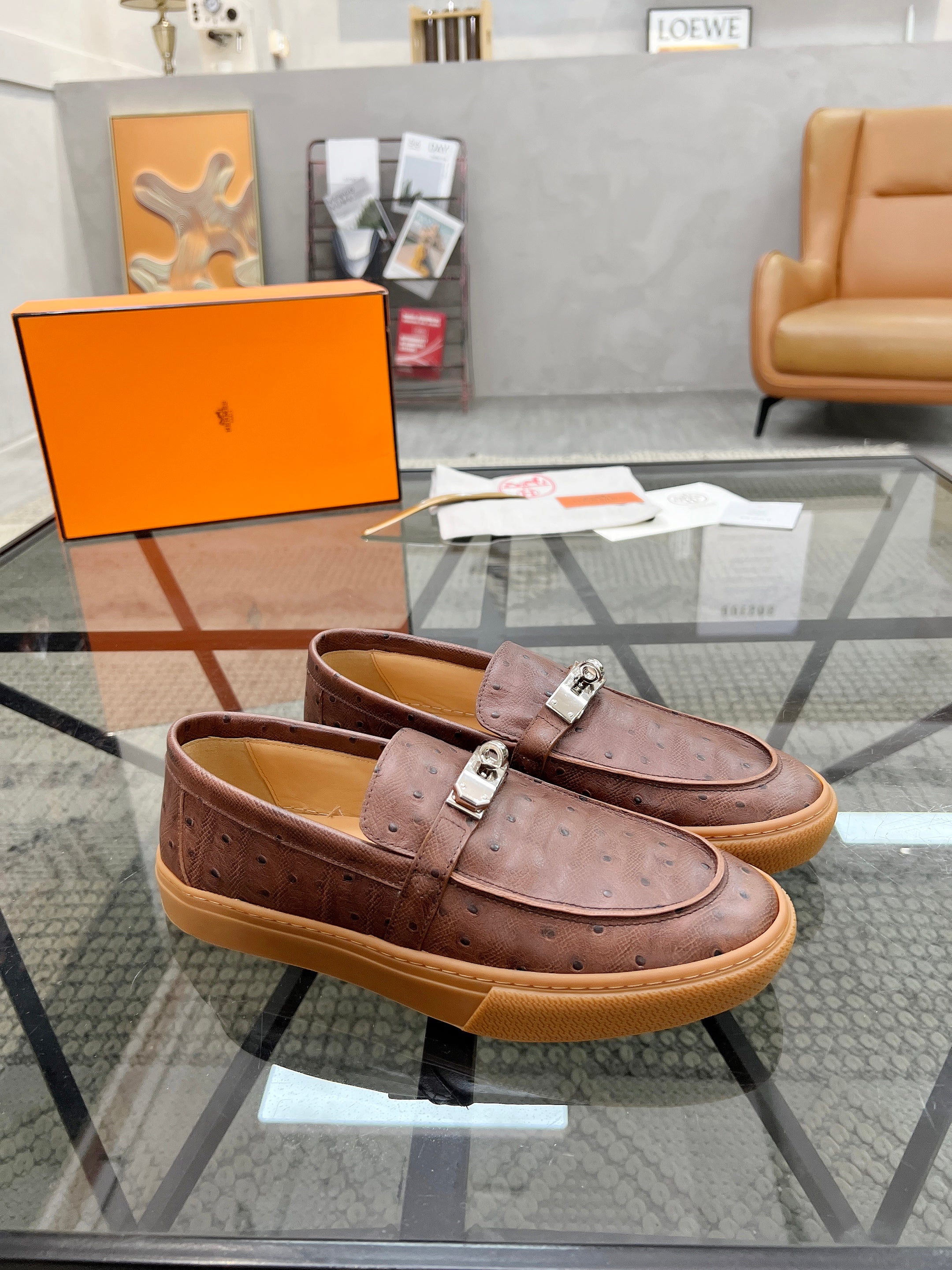 HM Men's Horsebit Loafers Brown Calfskin 621423