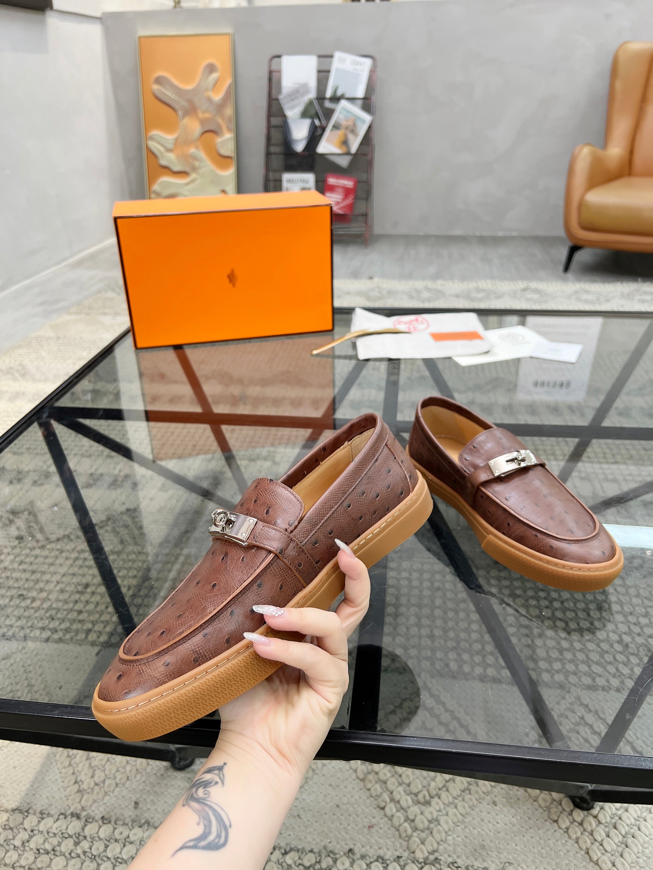 HM Men's Horsebit Loafers Brown Calfskin 621423