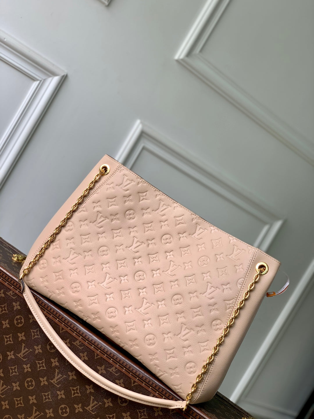 Anytime 42cm Tote Bag Light Pink Gold Empreinte leather 251561