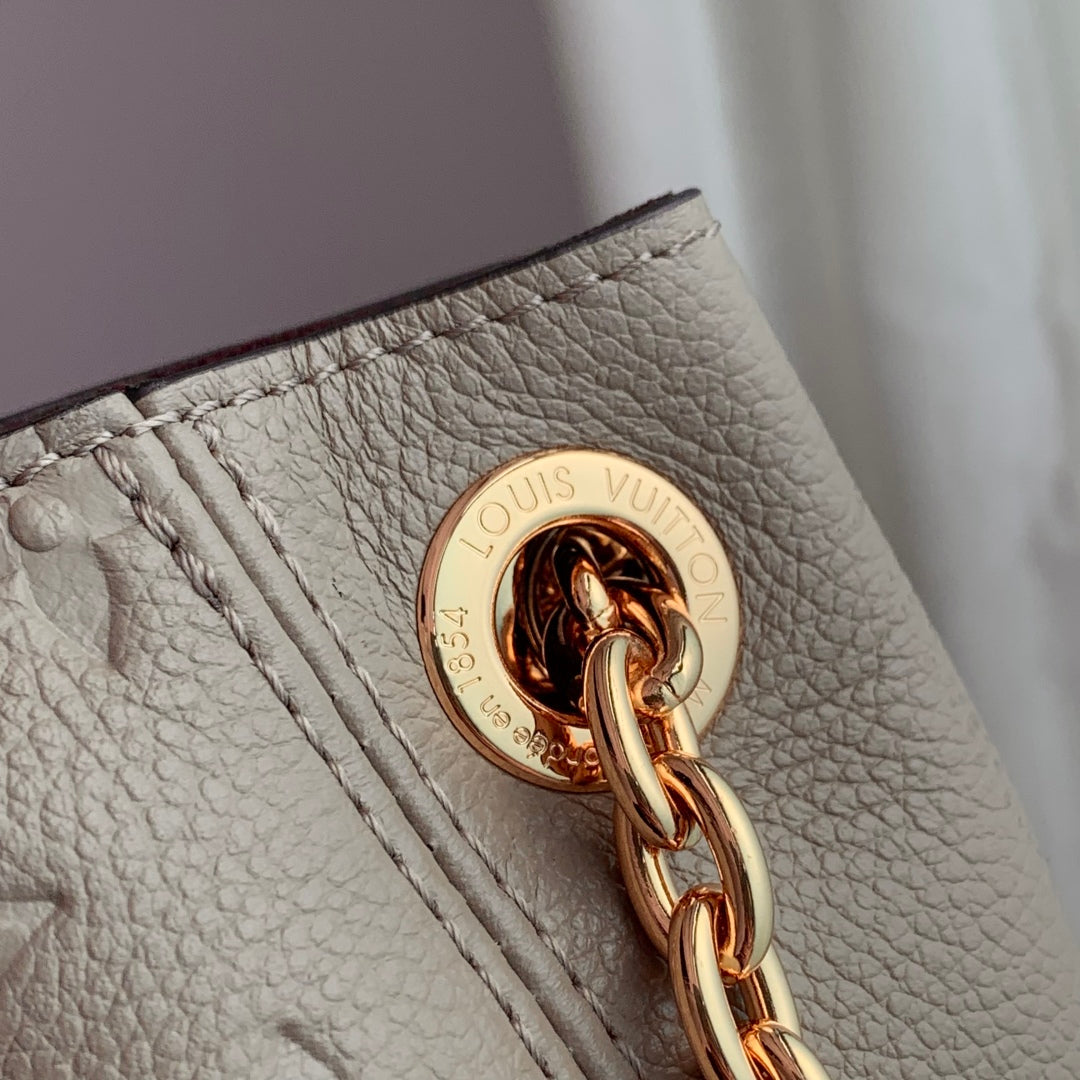 Anytime 34cm Tote Bag Beige Gold Empreinte leather 251566