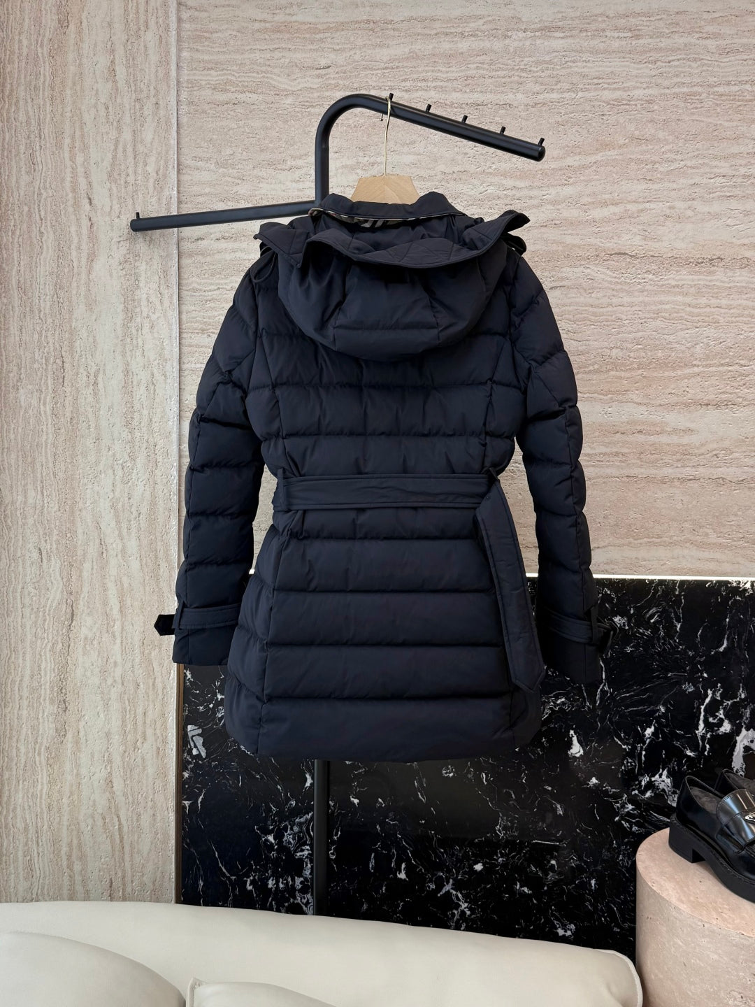 Burberry 25 Double-Breasted Slim Fit Short Down Jacket Black Polyester