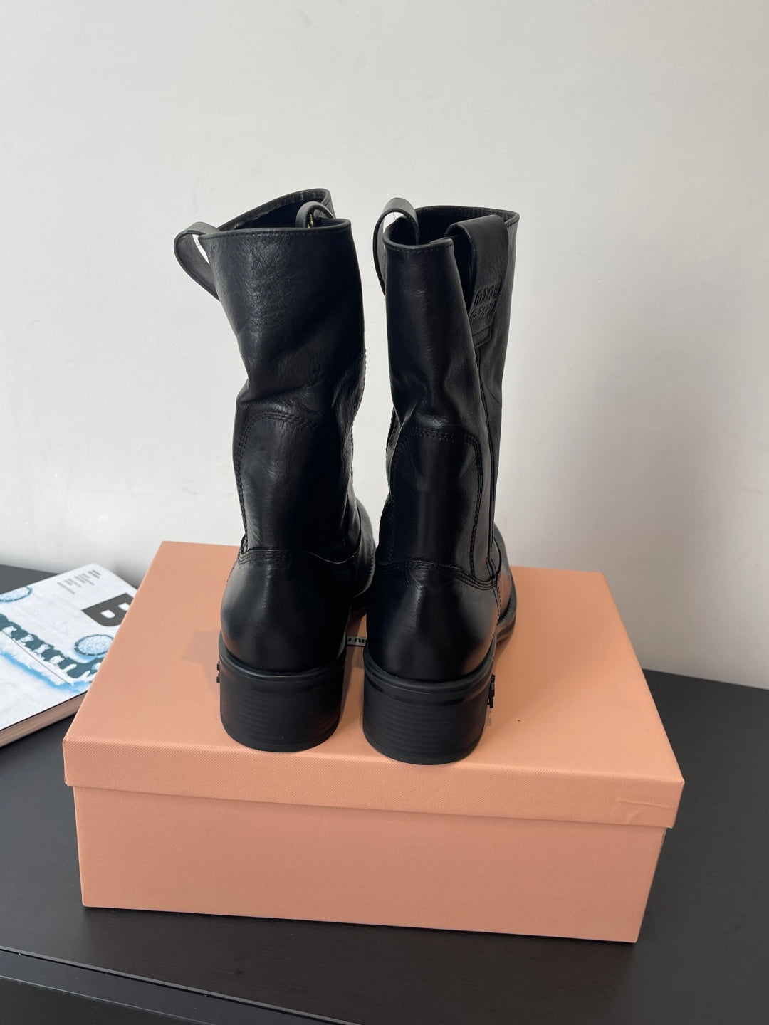 MiuMiu 26 heeled boots black cowhide 521957