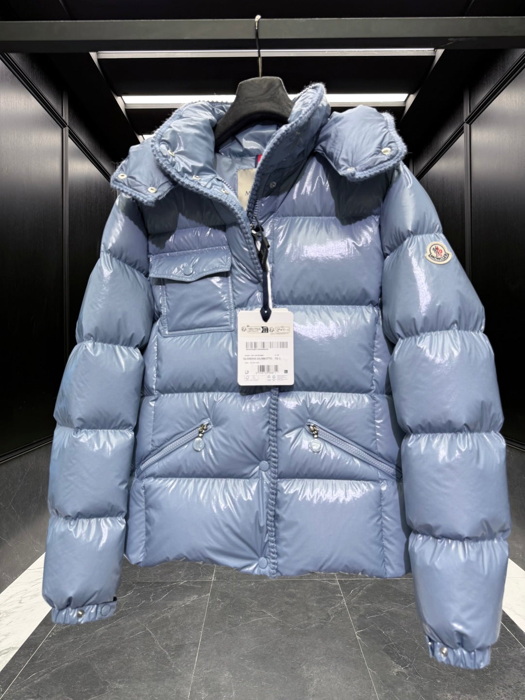 MC 25 Down Jacket Glossy Blue Grey Polyester 0015