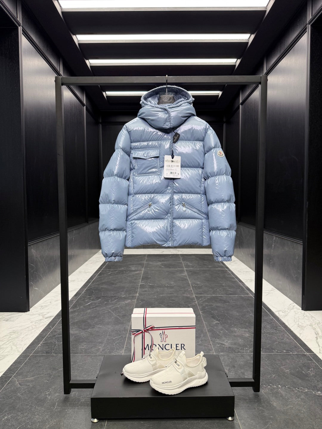 MC 25 Down Jacket Glossy Blue Grey Polyester 0015