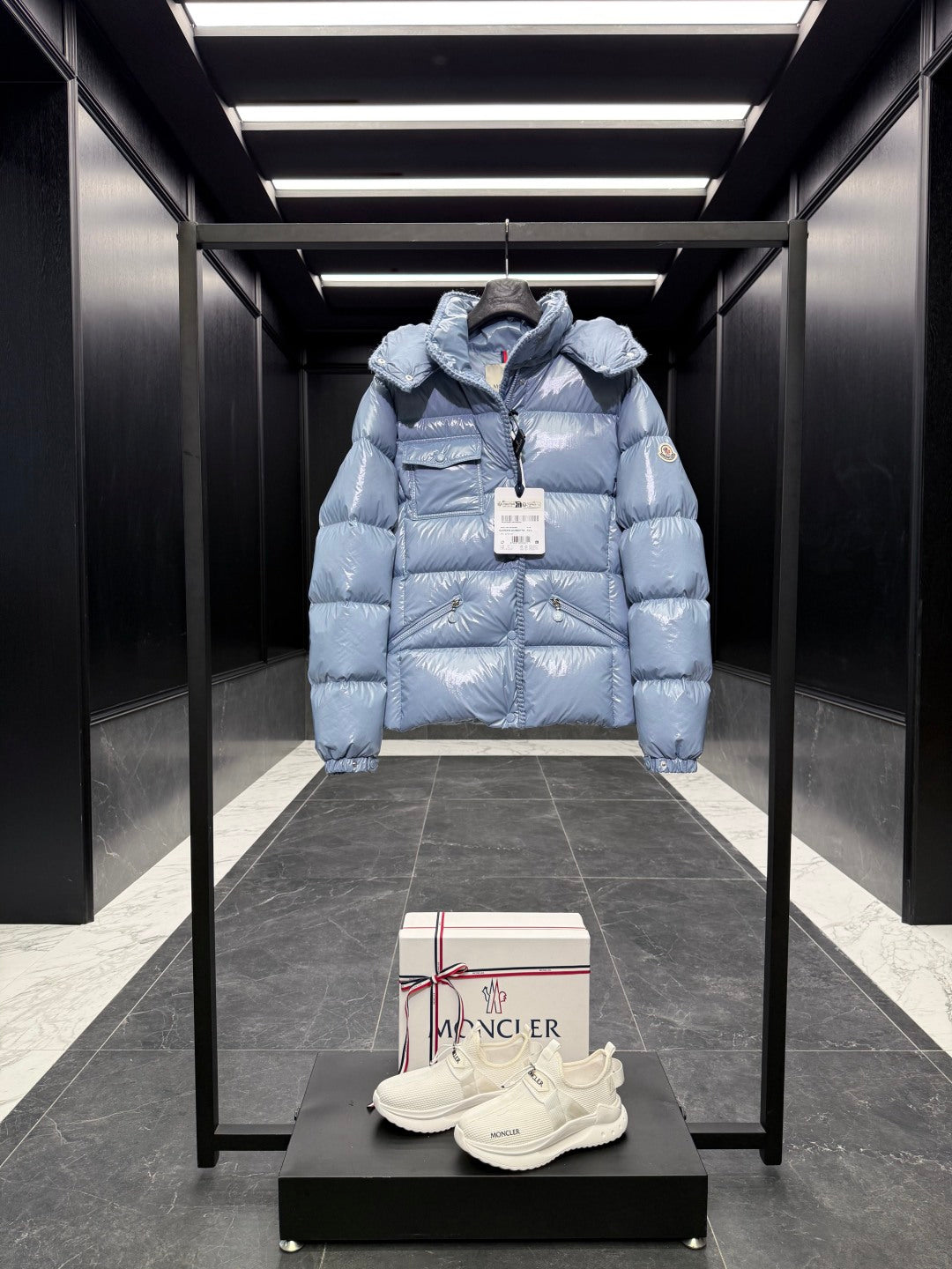 MC 25 Down Jacket Glossy Blue Grey Polyester 0015