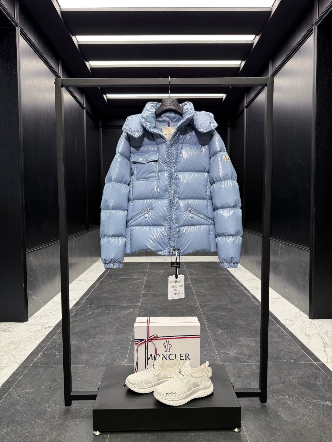 MC 25 Down Jacket Glossy Blue Grey Polyester 0015