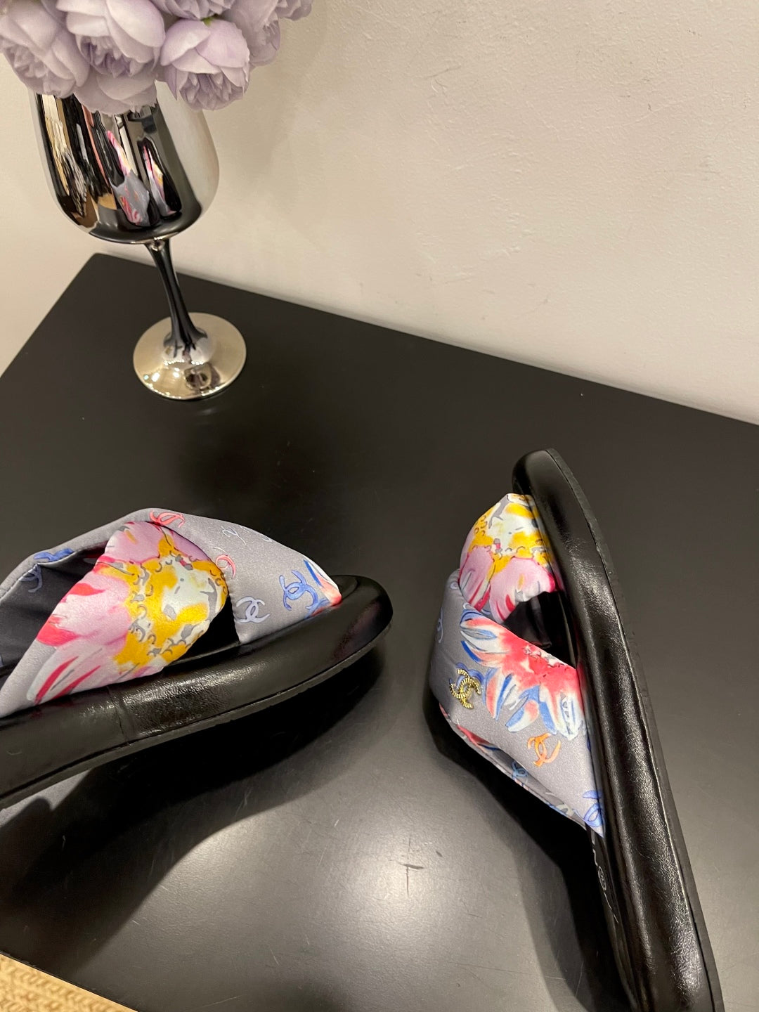 CC 25 Platform Slide Grey Cloth Sheepskin 334739