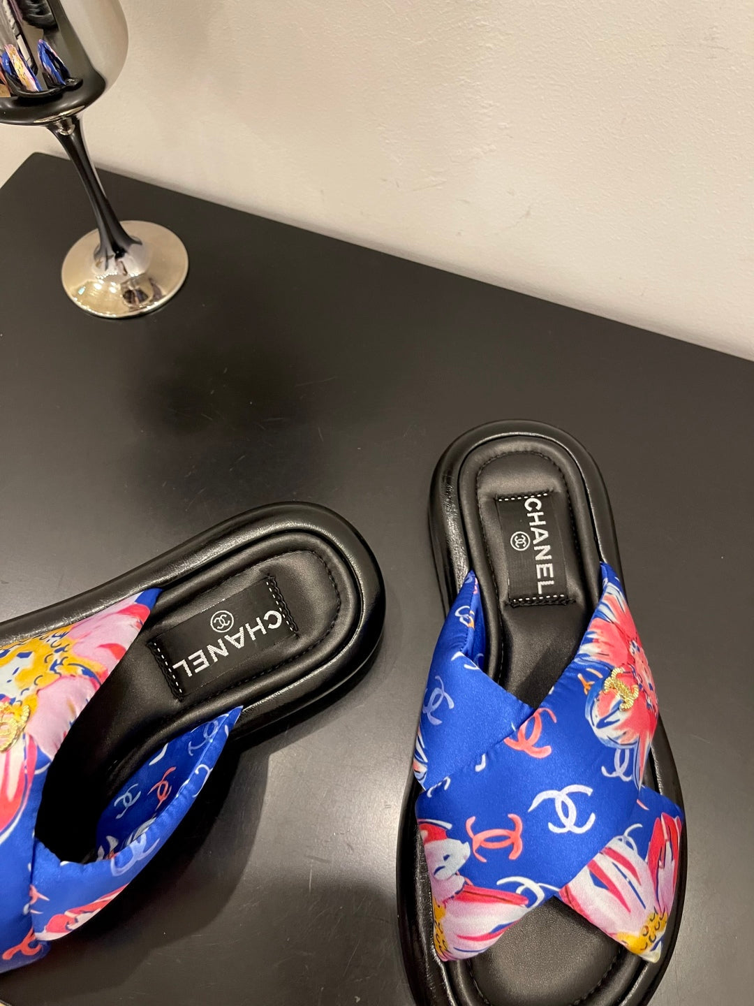 CC 25 Platform Slide Blue Cloth Sheepskin 334741