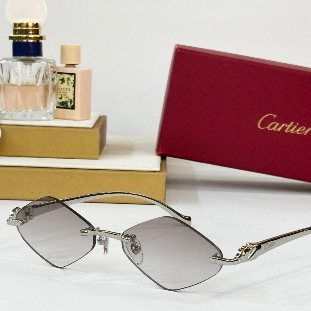 PANTHÈRE RIMLESS RHOMBUS FRAME SUNGLASSES 564102 IN METAL