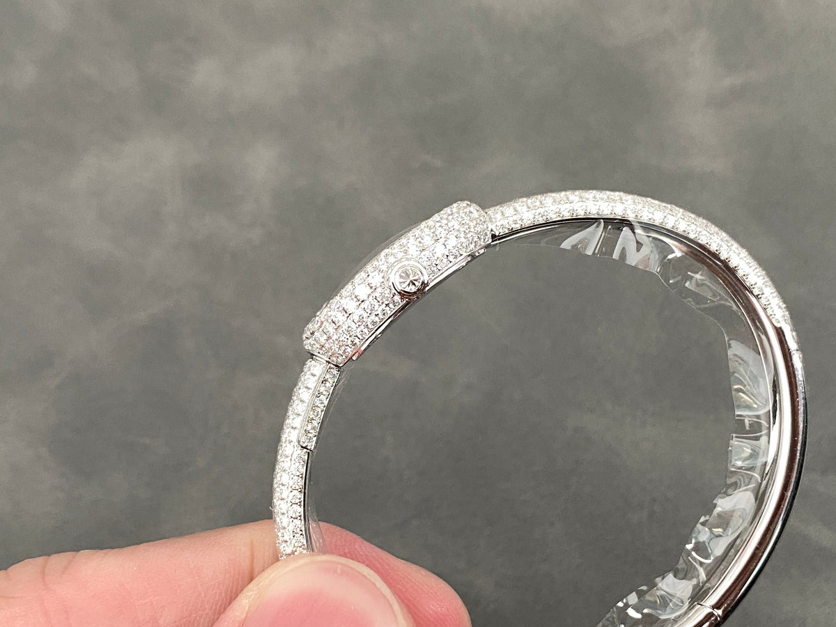 Baignoire 2024 24.6mm Silver Diamond Bezel White Dial
