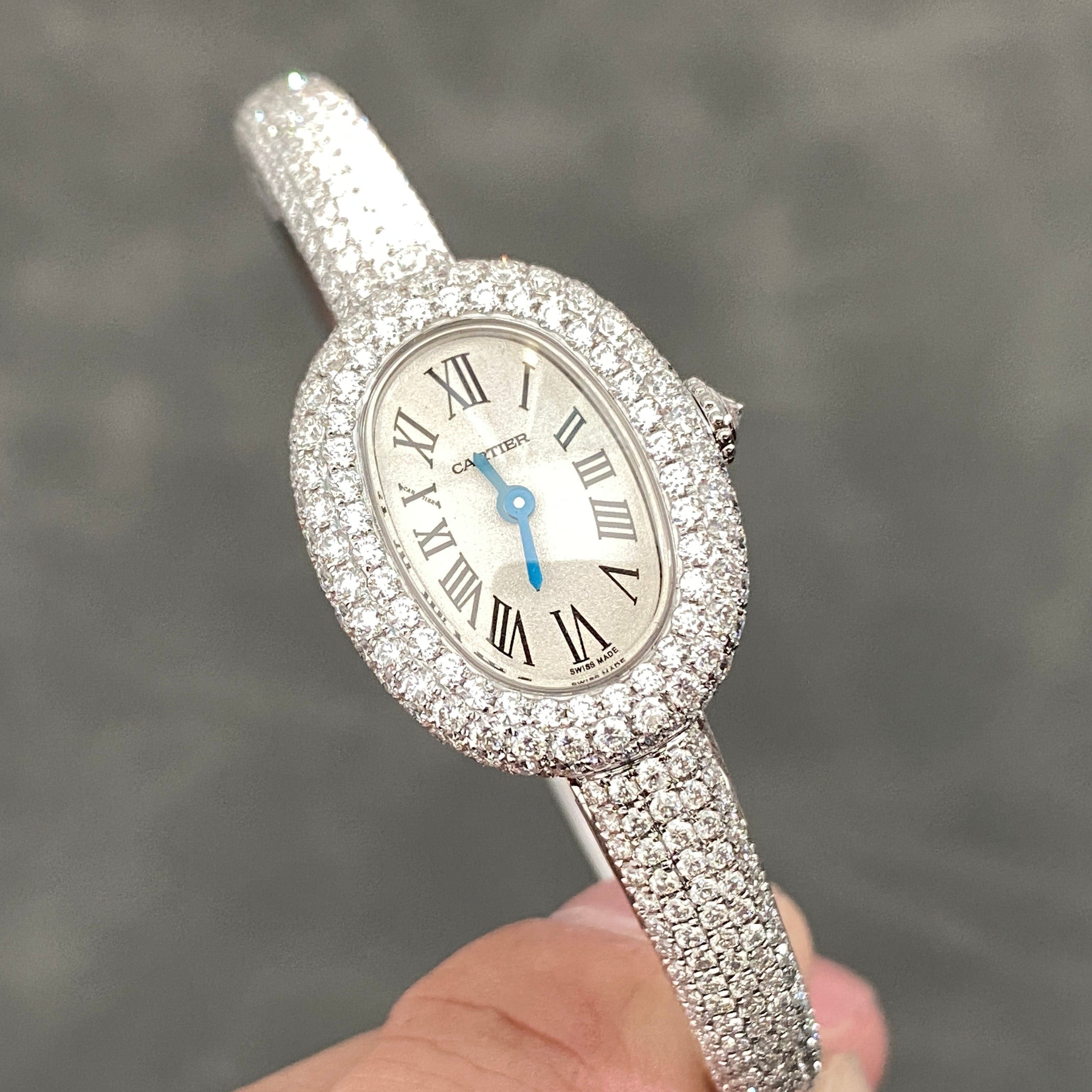 Baignoire 2024 24.6mm Silver Diamond Bezel White Dial