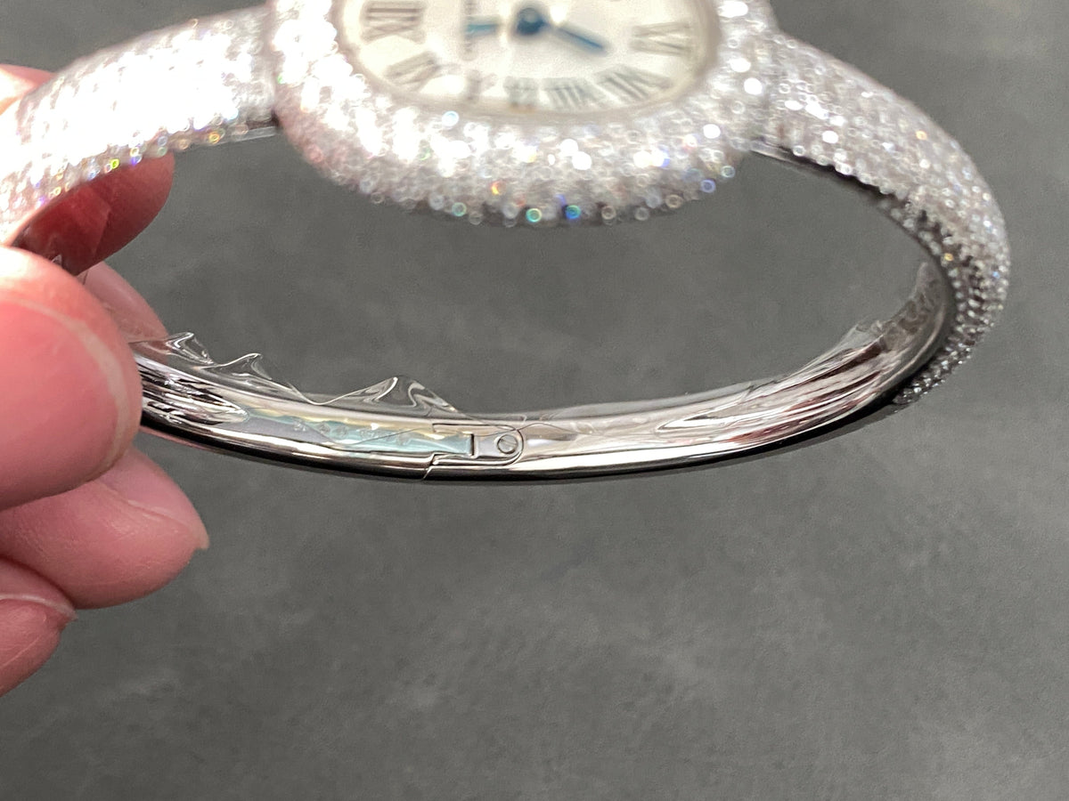 Baignoire 2024 24.6mm Silver Diamond Bezel White Dial