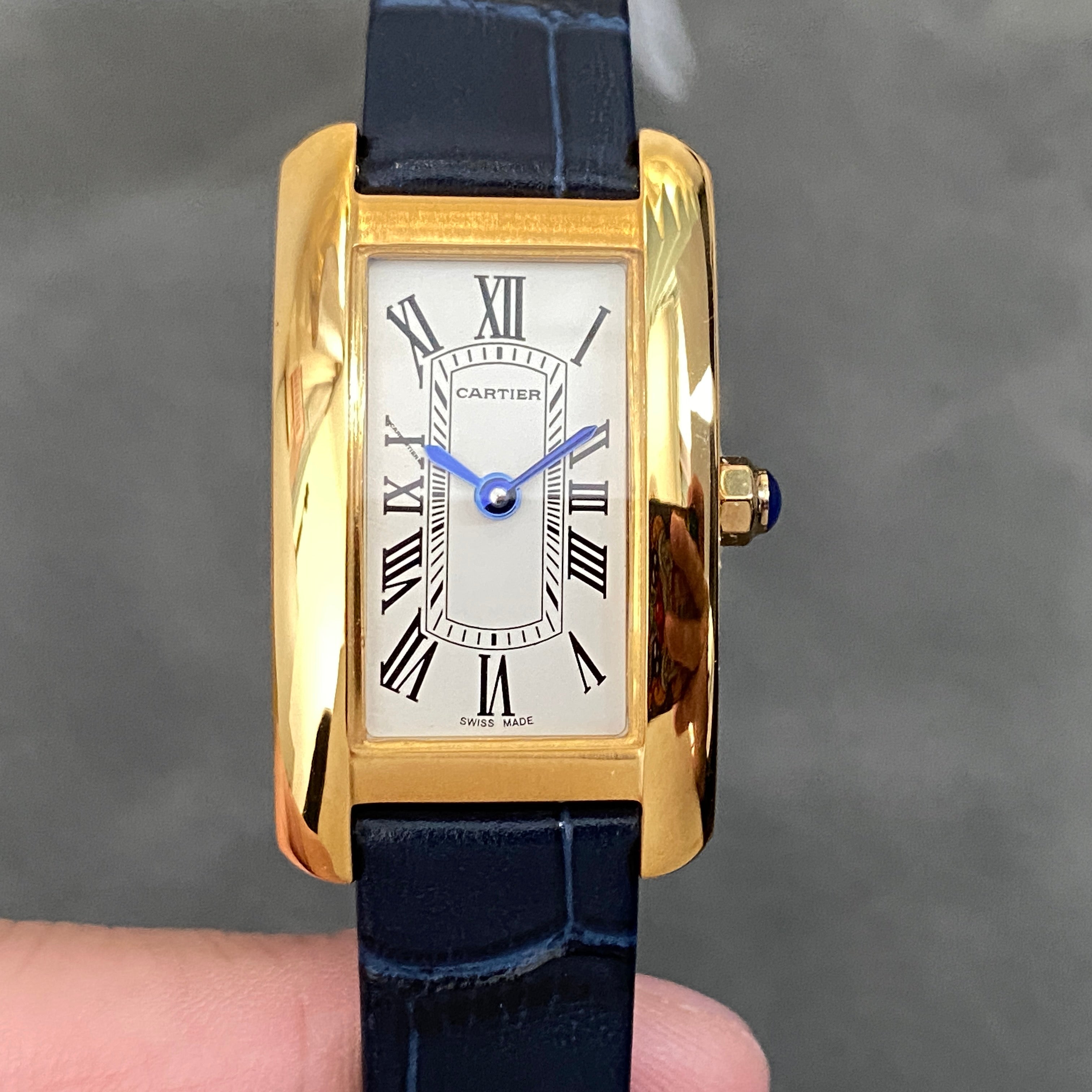 Tank Americane 20mm Gold Case Black Leather Strap