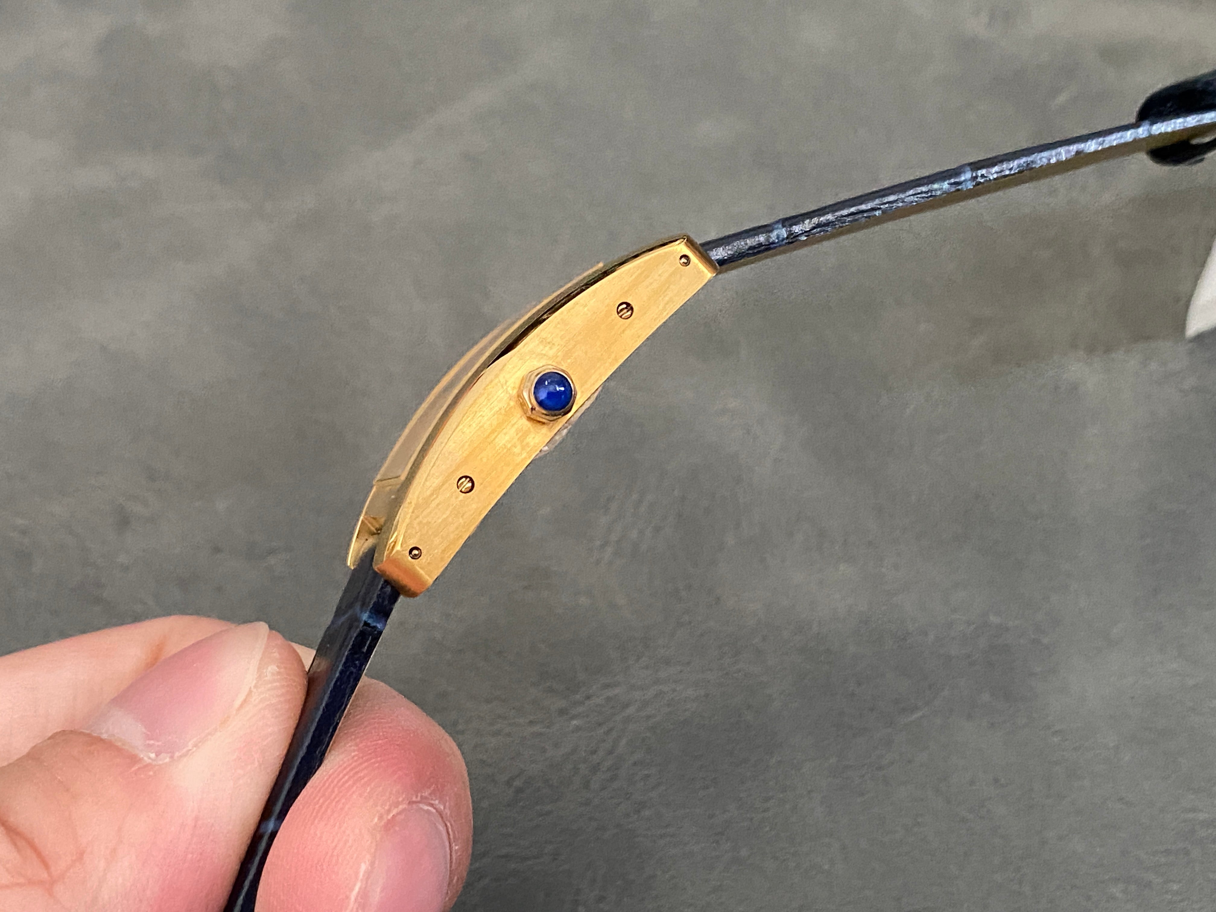 Tank Americane 20mm Gold Case Black Leather Strap